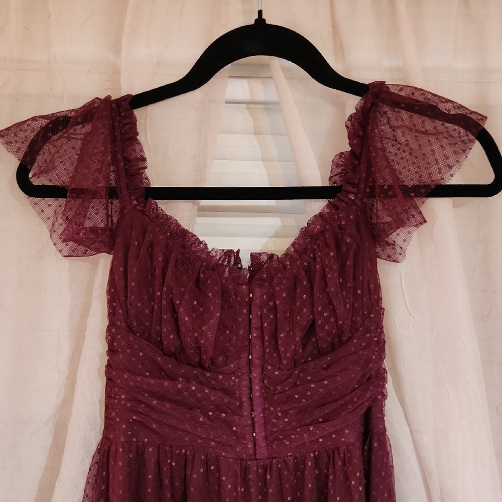 Lulus XS Plum Polkadot Jumpsuit NWT